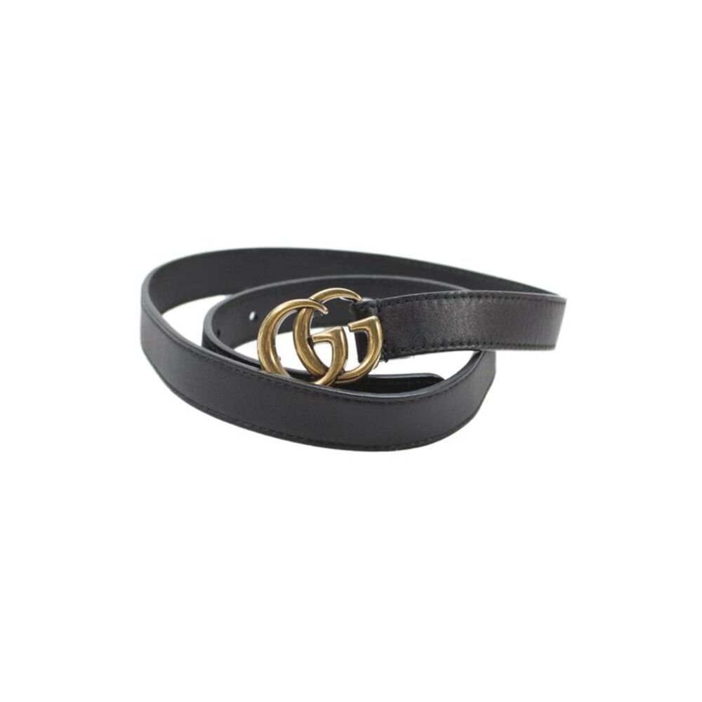 Gucci Womens GG Marmont Leather Buckled Belt Black Size 28